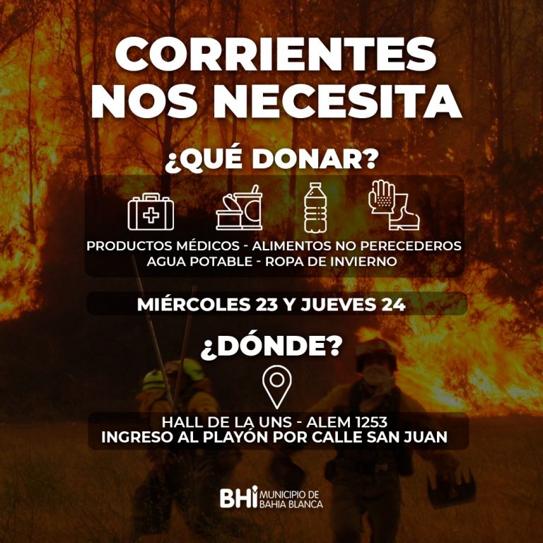 El Municipio y la UNS organizan una colecta por los incendios en Corrientes