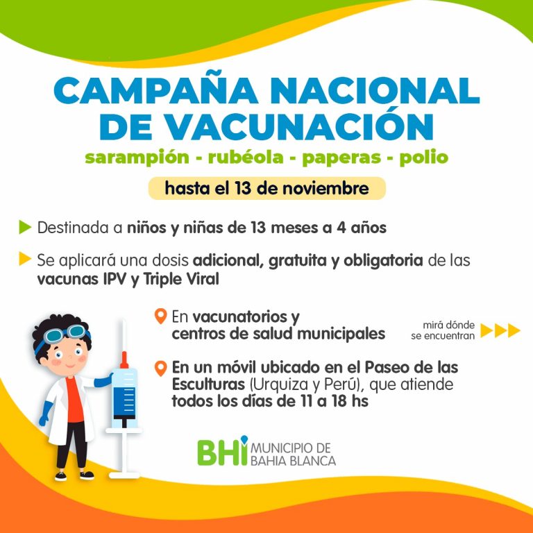 Comenzó la campaña de vacunación contra sarampión, rubeola, paperas y poliomielitis
