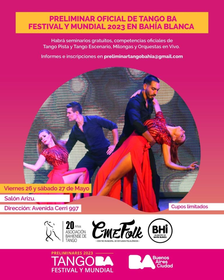 Bahía será sede de la Preliminar oficial de Tango BA Festival y Mundial 2023